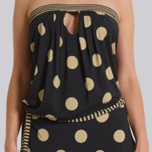 Nola Strapless Mini Dress in Polkadot Stripe - Picture 3 of 3